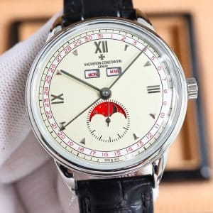 Super Clone Vacheron Constantin Historiques 3110V/000R-B426 40mm Cream Dial Rose Gold Case Leather Strap TW Factory