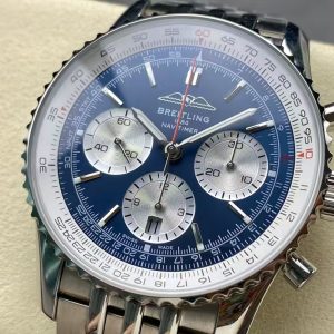 Breitling Navitimer Super Clone by BLS Factory — Steel Case, Blue Dial, On the Wrist in Motion
