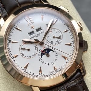 Super Clone Vacheron Constantin Traditionnelle 43175/000R Style 41mm Silver Dial Rose Gold Case Leather Strap TW Factory