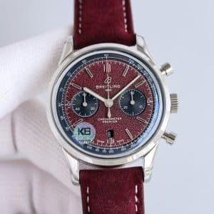 Super Clone Breitling Premier Chronograph 42 Burgundy Textured Dial – KB Factory