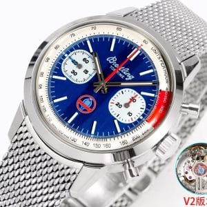 Super Clone Breitling Top Time 41 “Shelby Cobra” Blue Dial Stainless Steel Mesh Bracelet BLS Factory