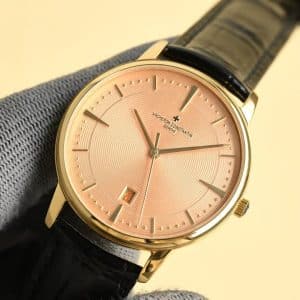Super Clone Vacheron Constantin Patrimony 40mm Silver Engraved Dial White-Gold Case Black Leather Strap MKS Factory