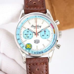 Super Clone Breitling Top Time 41 DEUS White Dial Rose Gold Case Leather Strap KB Factory