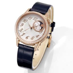 Super Clone Vacheron Constantin Égérie 4605F/000R-B496 37mm Silver Dial Rose Gold Case Diamond Lug Leather Strap ZF Factory