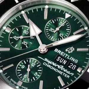 Super Clone Breitling Superocean Heritage II Chronograph 44 Green Dial Black Bezel Rubber Strap BLS Factory China Replica Edition