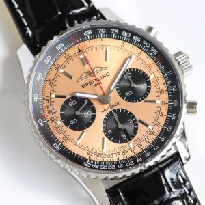Breitling Navitimer Super Clone – TF Factory Steel Case Champagne Dial on Black Leather