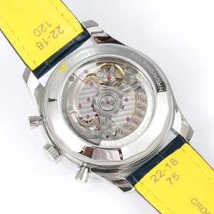 Breitling Navitimer Super Clone by VS Factory — Steel Case, Ice Blue Dial, Blue Leather Strap, Diamond Bezel