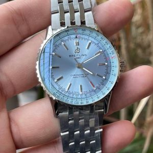 Breitling Navitimer Super Clone – BLS Factory Silver Case Ice Blue Dial on Steel Bracelet