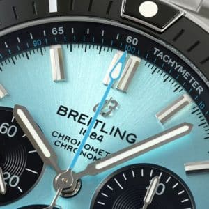 Super Clone Breitling Chronomat 42 Ice Blue Dial Black Subdials Stainless Steel Pilot Bracelet BS Factory