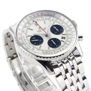 Breitling Navitimer Super Clone – GR Factory V2 Steel Case Silver-White Dial on Extendable Steel Bracelet