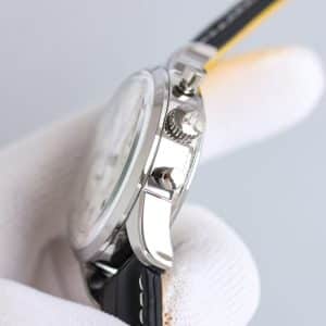 Super Clone Breitling Premier Chronograph 42 Silver Dial Stainless Steel Black Leather KB Factory