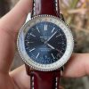 Breitling Navitimer Super Clone – BLS Factory Silver Case Blue Dial on Burgundy Leather Strap
