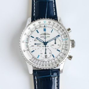 Breitling Navitimer Super Clone – BLS Factory Stainless Steel White Dial Blue Hands on Blue Leather
