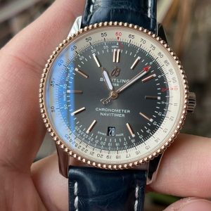 Breitling Navitimer Super Clone – BLS Factory Rose Gold Gray Dial on Leather Strap