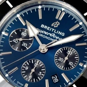 Super Clone Breitling Superocean Heritage Chronograph 44 Blue Dial Stainless Steel Black Rubber Strap BLS Factory V2