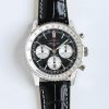Breitling Navitimer Super Clone – BLS Factory Stainless Steel Black Dial White Sub-Dials on Black Leather