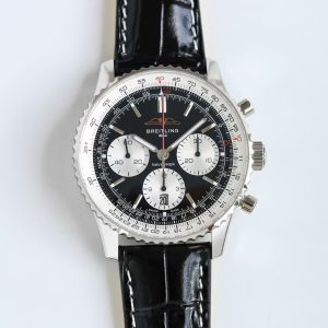 Breitling Navitimer Super Clone – BLS Factory Stainless Steel Black Dial White Sub-Dials on Black Leather