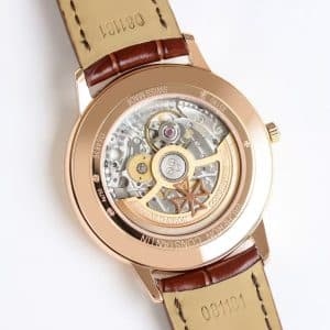 Super Clone Vacheron Constantin Patrimony 40mm Silver Engraved Dial White-Gold Case Black Leather Strap MKS Factory