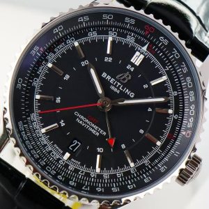Breitling Navitimer Super Clone by BLS Factory — Steel Case, Black Dial, Black Leather Strap