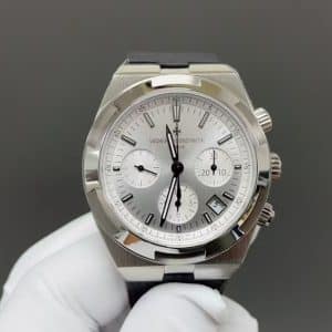 Super Clone Vacheron Constantin Overseas Chronograph 42.5mm Silver Dial Stainless Steel Rubber Strap VC Factory