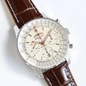 Breitling Navitimer Super Clone – F1 Factory RW5 Stainless Steel Cream Dial on Brown Leather (70th Anniversary Edition)