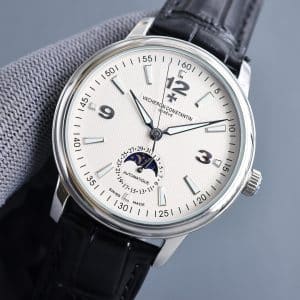 Super Clone Vacheron Constantin Historiques 47101 40mm Off White Dial Steel Case Leather Strap TW Factory