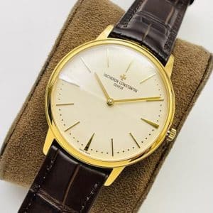 Super Clone Vacheron Constantin Patrimony 40mm Champagne-Ivory Dial Yellow-Gold Case Brown Leather Strap MKS Factory (Ref. 81180 · 9039 Ultra-Thin Movement)