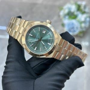 Super Clone Vacheron Constantin Overseas 41mm Green Dial Rose Gold Stainless Steel Integrated Bracelet PPF Factory