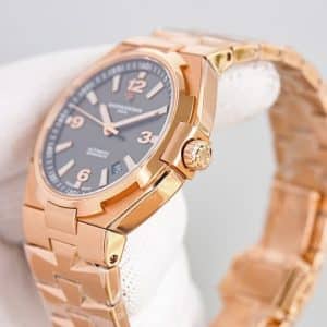 Super Clone Vacheron Constantin Overseas 42mm Black Dial Rose-Gold Stainless Steel Bracelet KB Factory
