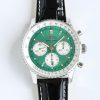 Breitling Navitimer Super Clone – F1 Factory Stainless Steel Green Dial White Sub-Dials on Black Leather