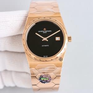 Super Clone Vacheron Constantin Historiques 222 37mm Black Dial Rose Gold Case Integrated Bracelet VC+ Factory