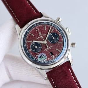 Super Clone Breitling Premier Chronograph 42 Burgundy Textured Dial – KB Factory