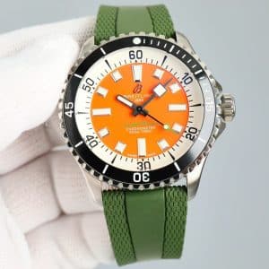 Super Clone Breitling Superocean 44 Orange Dial Stainless Steel Orange Rubber Strap BLS Factory