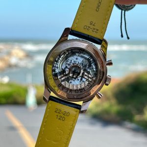 Breitling Navitimer Super Clone – BLS Factory Rose Gold Case Black 24-Hour Dial on Black Leather