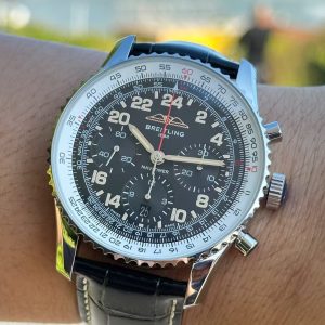 Breitling Navitimer Super Clone by BLS Factory — Steel Case, Dark Dial, Black Leather Strap
