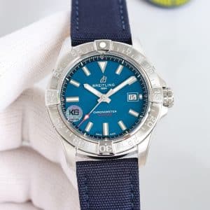 Super Clone Breitling Avenger 43 Blue Dial Stainless Steel Fabric Strap GF Factory