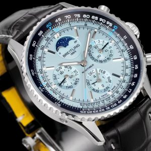 Breitling Navitimer Moonphase Calendar Super Clone – BLS Factory Silver Case Ice Blue Dial Edition