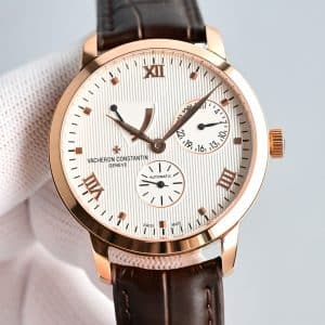 Super Clone Vacheron Constantin Traditionnelle 47192/000R 41mm Silver Dial Rose Gold Case Leather Strap KM Factory