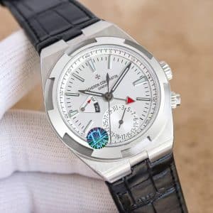 Super Clone Vacheron Constantin Overseas Dual Time 41mm Blue Dial Leather Strap T1 Factory