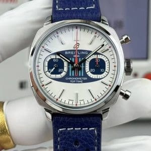 Super Clone Breitling Top Time 41 Blue-White Reverse Panda Dial Stainless Steel Leather Strap BLS Factory