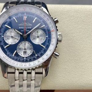 Breitling Navitimer Super Clone by BLS Factory — Steel Case, Blue Dial, On the Wrist in Motion