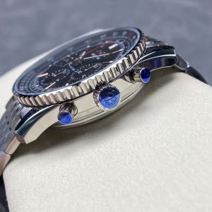 Breitling Navitimer Chronograph Super Clone – BLS Factory Silver Case Black Dial on Steel Bracelet