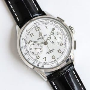 Super Clone Breitling Premier Chronograph 42 Silver-White Dial Stainless Steel Black Leather BLS Factory