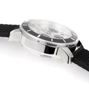 Super Clone Breitling Superocean Heritage II Chronograph 44 Silver Dial Black Bezel Rubber Strap BLS Factory V2 China Replica Edition