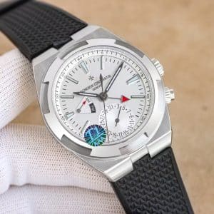Super Clone Vacheron Constantin Overseas Dual Time 41mm Blue Dial Leather Strap T1 Factory
