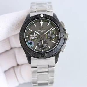 Super Clone Breitling Avenger 45 Grey Dial Black Steel Bracelet KB Factory
