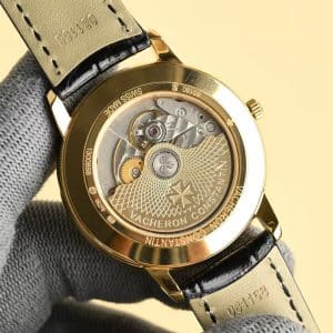 Super Clone Vacheron Constantin Patrimony 40mm Silver Engraved Dial White-Gold Case Black Leather Strap MKS Factory