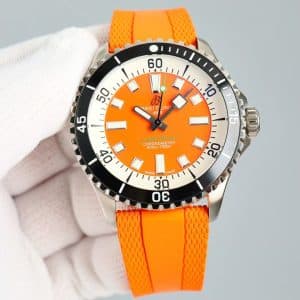 Super Clone Breitling Superocean 44 Orange Dial Stainless Steel Orange Rubber Strap BLS Factory