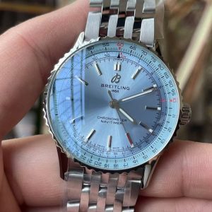 Breitling Navitimer Super Clone – BLS Factory Silver Case Ice Blue Dial on Steel Bracelet