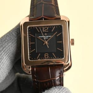 Super Clone Vacheron Constantin Historiques 1921 Square 36mm White Dial Rose Gold Case Leather Strap VC Factory